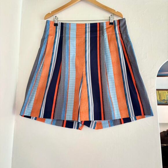 Akris Punto Blue & Orange Stripe Bermuda Shorts- Size 14 - Picture 4 of 7